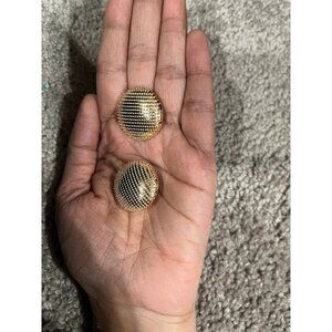 Big gold clip on earring large round earring chunky gold studs no piercing metal